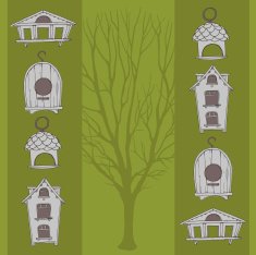 Birdhouses and tree N2