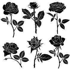 Set of silhouette roses