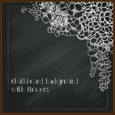 Floral chalk drawing on blackboard N7