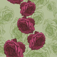 Seamless wallpaper with rose tea hand-drawing Vector illustration N2
