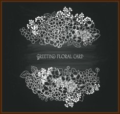 Floral chalk drawing on blackboard N8