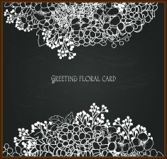 Floral chalk drawing on blackboard N9
