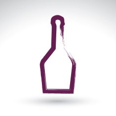 Hand drawn simple empty bottle of rum brush drawing N2