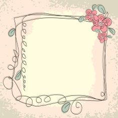 Vintage frame pattern and birds hand-drawing N3