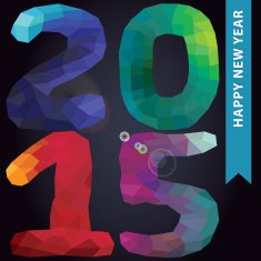 New year 2015 Multicolor polygons numbers in square