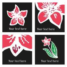 Set of vector stylish posters with hand drawn tattoo narcissus