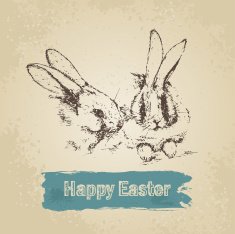 Vintage background with Easter rabbits