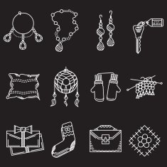White line vector icons for handmade items N2