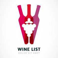 Abstract logo design template Wine bottle and glass vector icon