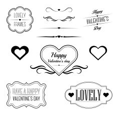 Set of decorative frames sings and borders - Valentine's day