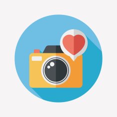 Valentine's Day photo camera flat icon with long shadow eps10 N21