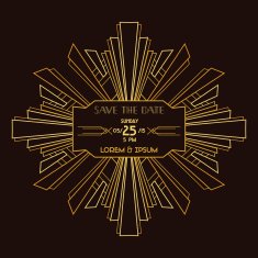 Wedding Invitation Card - Art Deco Vintage Style N8
