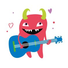 Red monster guitarist character