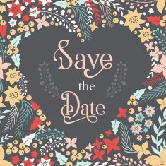Save the date phrase on heart frame N2