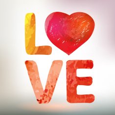 Love you watercolor vector card with heart N2