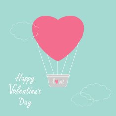 Hot air balloon heart Flat design Valentines day