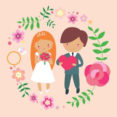 Groom with bride - wedding invitation design N2