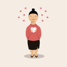 woman reading a message of heart shape