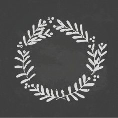 Beautiful floral wreath illustration on a blackboard background N5