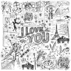 Vector sketch frame background with love story elements N2