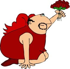 Cupid with a dozen red roses