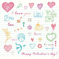 Happy Valentine's card Hand drawn background N2