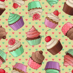 Cupcake pattern yellow N2