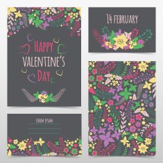 Set of valentine's flower cards N2