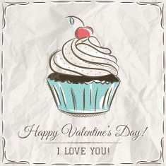 valentine card with cupcake and wishes text N2