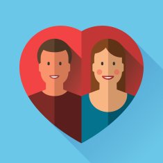 Love couple in heart Valentine's Day flat style