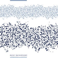 One-colored horizontal music canvas vector seamless tape
