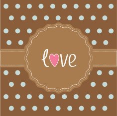 Brown ribbon and label with word love Card