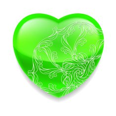 Shiny green heart with decor