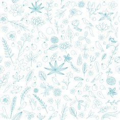 Seamless pattern with leaves berries birds and flowers in vector N4