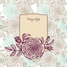 vintage floral card with rose N3
