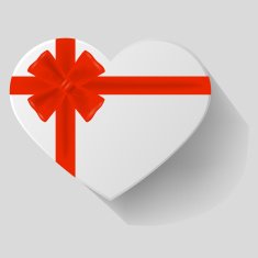 Heart-shaped gift with red bow