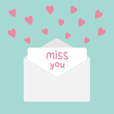 Envelope with hearts Miss you card
