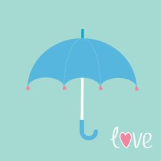 Blue umbrella with hearts Love card N2