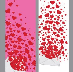 Love letter with hearts Valentines Vertical Banners Vector