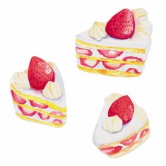 Watercolor painting of a piece strawberry cake