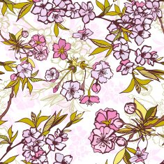 Seamless background pattern with blossoming sakura
