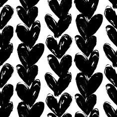 Velentine's day pattern with hand painted hearts N34
