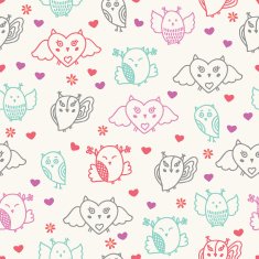 Seamless pattern with lovely owls