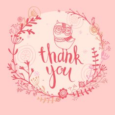 cute card with owls and floral elements in pink color N2