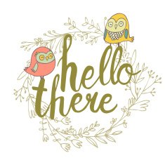 cute cartoon card with owls and floral elements