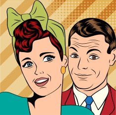 Man and woman love couple in pop art comic style N15