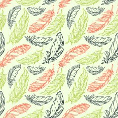 Seamless pattern with hand drawn decorative feathers N5