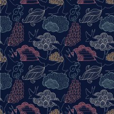 Birds and clouds seamless pattern N2
