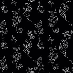 seamless vector pattern with line drawing flowers N4
