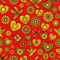 Hearts and Birds Seamless Pattern N2